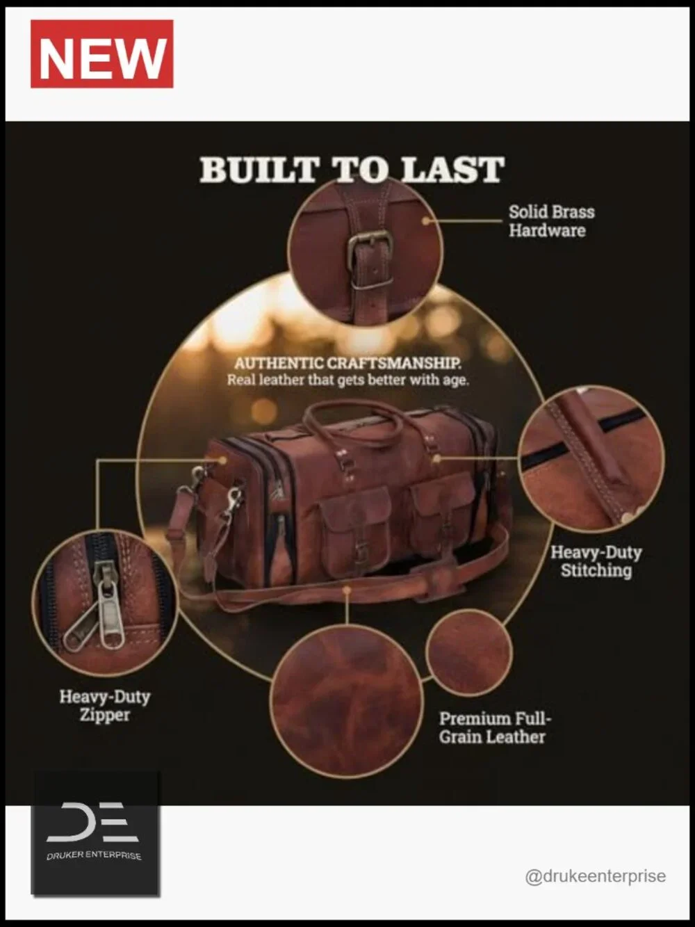 Genuine Leather Duffel Bag 24 Inch Handmade Vintage Travel Carry On Weekender